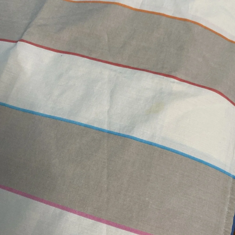 VTG TWIN Atelier Martex Pillowcase & Sheets Percale ~ Beige Tan w Pastel Stripes